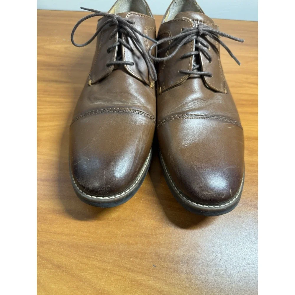 Nunn Bush Comfort Gel Mens 13M Cognac Brown Leather Cap Toe Oxford Dress Shoes